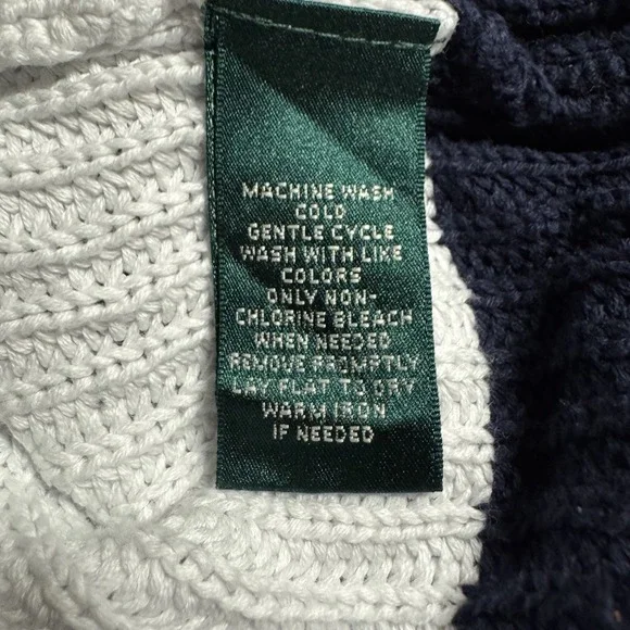 Lauren Ralph Lauren Striped V-neck Sweater Blue White Oversized 1X - Picture 4 of 6